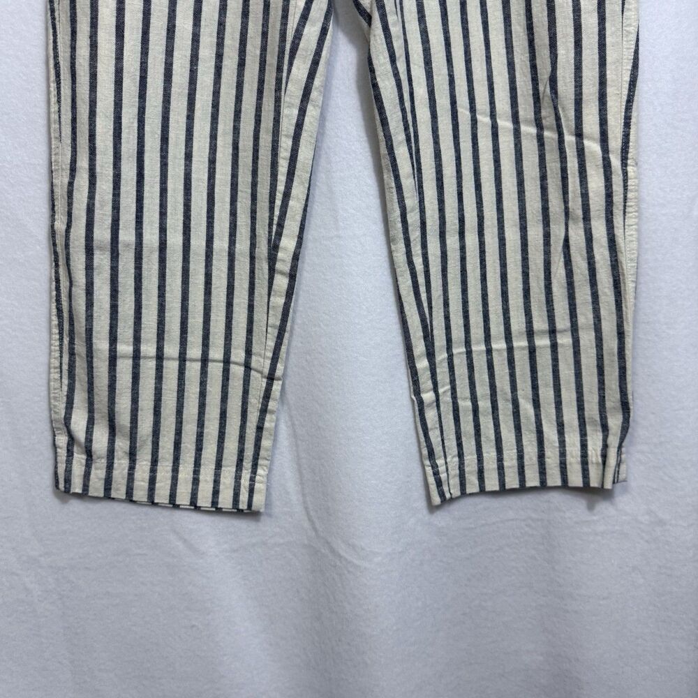 J.Crew Tie Waist Seaside Cropped Navy Stripe Pull On Pants Women's Size S AY652 - Picture 6 of 11